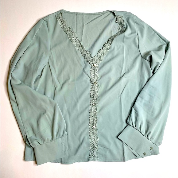 Teal button up blouse new size XL women - Picture 1 of 6